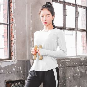 Large Size Quick-drying Slimming Yoga Exercise Running Long Sleeve (Option: White-L)