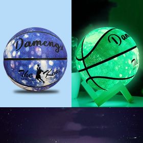 Luminous Luminous Basketball PU Soft Leather Outdoor Wear-resistant And Non-slip (Option: Starry sky blue luminous-7Ball)