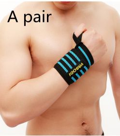 Fitness Wrist Bandage Anti Sprain Sports (Option: Blue pair-Four stripes-50x8)