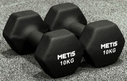 Color Sports Environmental Protection Dip Plastic Small Yiling Hexagonal Household Dumbbells (Option: 10kg METTS black-1PCS)