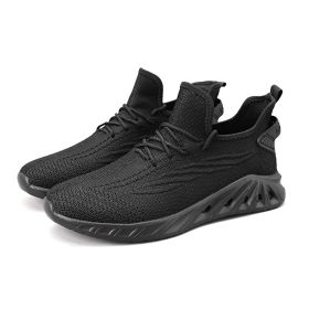 Male Mesh Breathable Walk Jogging Tennis Sneakers Indoor Fitness Non-slip Trainers Men Casual Comfortable Running Sports Shoes (Color: Black, size: 46)