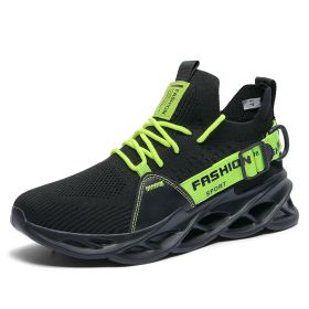 Men Women Casual Sneakers Mesh Breathable Comfortable Lightweight Damping Outdoor Running Walking Shoes Summer Spring Autumn New (Color: Black green, size: 36)