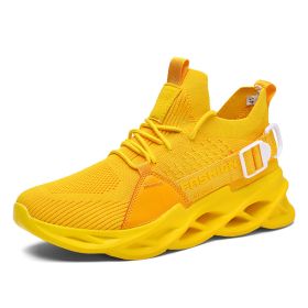 Men Women Casual Sneakers Mesh Breathable Comfortable Lightweight Damping Outdoor Running Walking Shoes Summer Spring Autumn New (Color: Yellow, size: 40)