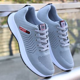 Men Casual Shoes Outdoor Boys Portable Breathable Sneakers Flying Woven Running Travel Wearable Comfortable Spring Summer Autumn (Color: Grey, size: 40)