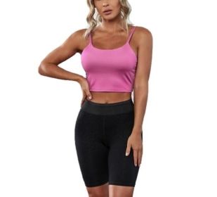 Sports Bras for Women Removable Padded Yoga Tank Tops (Color: Pink, size: L)