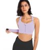 Women Sports Bras Tights Crop Top Yoga Vest Front Zipper Plus Size Adjustable Strap Shockproof Gym Fitness Athletic Brassiere