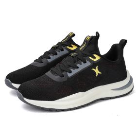 New spring and autumn comfortable soft sole men's fashion all-match sports shoes lightweight non-slip outdoor leisure men's single shoes leisure runni (Color: Black, size: 38)