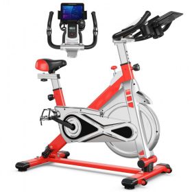 Indoor Cycling Professional Fitness Cycling Exercise Bike With LCD Monitor (Color: Red, Type: Professional Exercise Bikes)