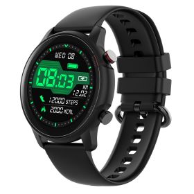 Wireless Smart Watch Fitness Tracker for Men Women 1.32in IP68 Waterproof Full Touch Sport Bracelet Wrist Watch with Heart Rate Blood Pressure Sleep M (Color: Black)