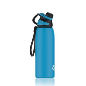 32oz/ Leakproof Free Drinking Water Bottle with Spout Lid for;  Stainless Steel Sports Water Bottle for Fitness;  Gym and Outdoor Sports;  white/green (Color: Blue, size: 34oz)