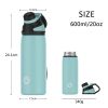 32oz/ Leakproof Free Drinking Water Bottle with Spout Lid for;  Stainless Steel Sports Water Bottle for Fitness;  Gym and Outdoor Sports;  white/green