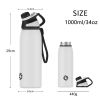 32oz/ Leakproof Free Drinking Water Bottle with Spout Lid for;  Stainless Steel Sports Water Bottle for Fitness;  Gym and Outdoor Sports;  white/green