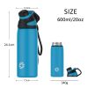 32oz/ Leakproof Free Drinking Water Bottle with Spout Lid for;  Stainless Steel Sports Water Bottle for Fitness;  Gym and Outdoor Sports;  white/green