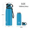 32oz/ Leakproof Free Drinking Water Bottle with Spout Lid for;  Stainless Steel Sports Water Bottle for Fitness;  Gym and Outdoor Sports;  white/green